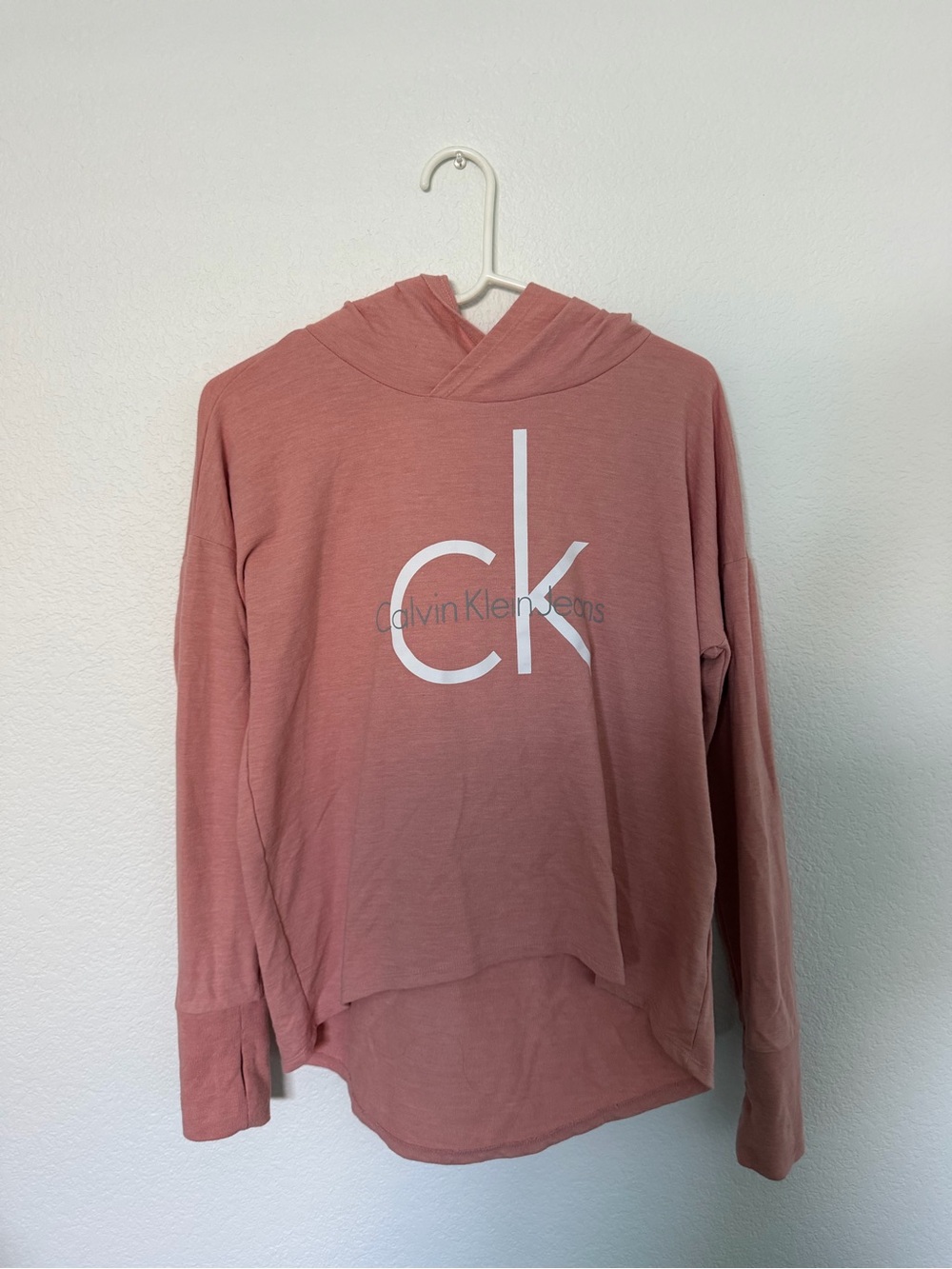 calvin klein pink coral sun hoodie / running shirt